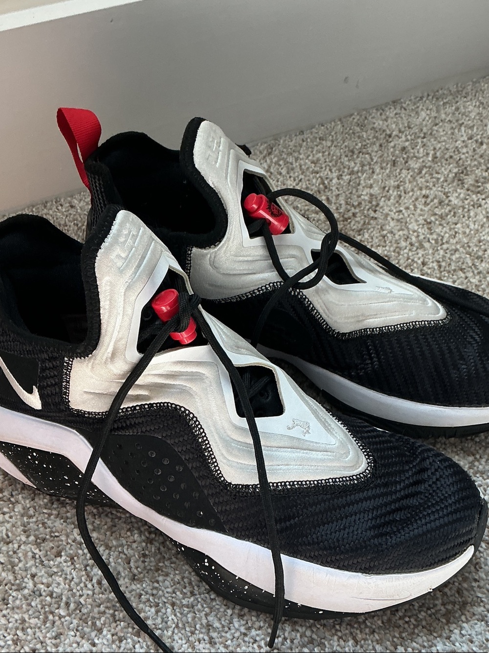 Nike Black White & Red Slip-On Athletic Sneakers